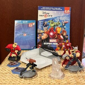 Disney Infinity 2.0 Game/Portal and Players Guide and four figures
